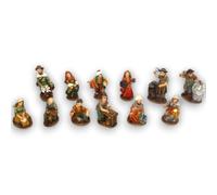 Set di 12 Statuine Presepe Mestieri Tradizionali, Dipinte a Mano, Disponibili in Due Misure (7 cm e 9 cm) - Perfetto per Presepi Classici, Artigianali e Dettagliati Presepio Napoletano (12, 7 cm)