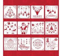 Set di 12 stencil natalizio, stencil da disegno, per finestre, stencil da pittura, riutilizzabili, per neve a spruzzo, biglietti, scrapbooking, decorazioni natalizie, fai da te