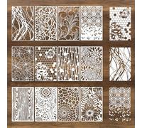Set di 12 stencil per pittura astratta, stencil in PET riutilizzabili, con fiori, mattoni, albero e insetti, per fai da te, mobili, legno, pavimento (insetti)