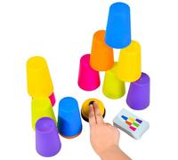 Set di 12 tazze impilabili con 50 carte Challenge | Quick Stack Speed Game | 2,76 x 3,94 pollici, divertente giocattolo educativo per coordinazione occhio-mano, gioco d'interni, aule, viaggi
