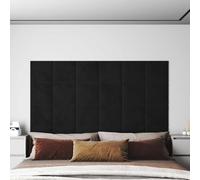 Set di 12 testiere da parete in velluto nero per camera da letto moderna | rivestimento in velluto, base in legno, rettangolare, montaggio a parete, decorazione per camera da letto