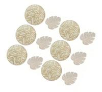 Set di 12 Tovagliette Rotonde Dorate, Tovagliette All'americana Lavabili Foglia Scavate Tovagliette Sottopiatto Tappetini da Tavola Resistenti Al Calore Tovagliette da Cucina Tovagliette Per Cena