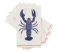 Set di 12 tovaglioli di carta bianchi con gambero blu