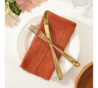 Set di 12 tovaglioli di stoffa in cotone, 43 x 43 cm, fatti a mano, per cena, matrimoni, Natale e feste, colore: arancione