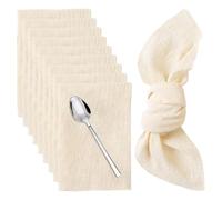 Set di 12 tovaglioli in tessuto, 42 x 42 cm, tovaglioli di lino riutilizzabili, decorazione da tavolo per cene di famiglia, matrimoni, banchetti, casa, Natale, lavabile in lavatrice (beige)
