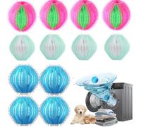 Set di 12 trappole per capelli per lavatrici, riutilizzabili, per peli di animali e gatti, con filtro extra forte, efficace contro (12 pezzi rossi)