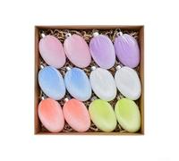 Set di 12 uova di Pasqua decorative floccate, progettate per decorazioni da tavola festive, ciondoli da appendere e uso artigianale durante le vacanze (A)