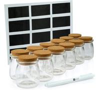 Set di 12 vasetti con chiusura a sughero, etichette e pennarello 150 ml