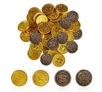 Set di 120 pezzi di giocattolo, 100 oro e 20 pezzi di bronzo, giocattolo di moneta d'oro del tesoro dei pirati, monete d'oro per la festa dei pirati, giochi per bambini, decorazioni di compleanno per