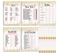 Set di 125 biglietti di nozze e 20 matite per sposa e sposo, per addio al nubilato, matrimoni, feste e bomboniere, colore: oro