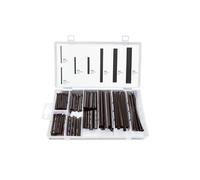 Set di 127 fodere termoretraibili nere, flessibili e resistenti, ideali per l'isolamento elettrico e la protezione dei cavi.