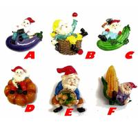 SET di 12pz Calamita Magnete in Resina "GNOMI DEL BOSCO CON VERDUERE"