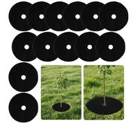 Set di 13 anelli pacciamatura in tessuto non tessuto, anti-erba, biodegradabili, per barriera antimalerba, riutilizzabili, per combattere (13 pezzi da 32/42/52 cm, foro interno 6 cm)