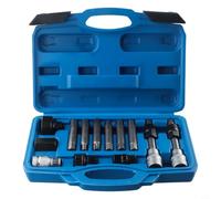 Set di 13 attrezzi per la rimozione di pulegge a ruota libera per alternatore, con custodia, kit di riparazione professionale per motori auto per prese M8/M10/T40/T50, attrezzi manuali da officina per