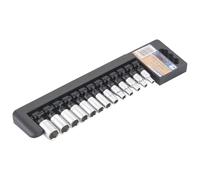 Set di 13 bicchieri da 1/4" per tubi di diametro 4-14 mm, ideali per riparazioni e manutenzione di impianti idraulici.