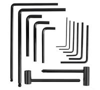 Set di 13 chiavi esagonali a forma di L, per regolazioni del collo e del ponte, tra cui estremità sferica e chiave a bussola a cono medio