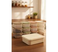 Set di 13 contenitori color crema, 100% plastica, 13 x 19 x 6 cm e 12 x 9,5 x 7,5 x 5 cm, lavabili in lavastoviglie, ideali per l'organizzazione di casa e ufficio