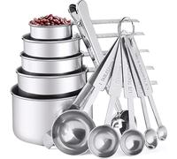 Set di 13 misurini in acciaio inox, set di cucchiai dosatori con misurini e cucchiai, cucchiaio dosatore con clip e cucchiaino da caffè, impilabili, per cucinare e cuocere