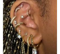 Set di 13 orecchini con catena geometrica e zirconia cubica incastonata, raffinati e scintillanti, orecchini per più fori, adatti per l'uso quotidiano delle donne, appuntamenti, festival musicali, fes