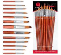 Set di 13 pennelli per acquerelli, punta rotonda e appuntita, setole morbide in nylon anti-spargimento, manico lungo in legno, pennelli per dettagli per acquerelli, acrilici, inchiostro, guazzo, olio,