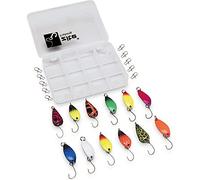 Set di 13 pezzi di esche per la pesca alla trota, con gancio singolo, 3 g, colorati, inseriti singolarmente in scatola
