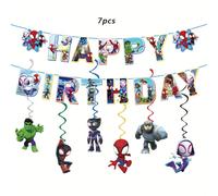 Set di 13 pezzi per decorazione festa di compleanno a tema Spider-Man, inclusi striscione a bandierine, spirali appese, decorazioni per casa e scuola, fai da te 13 pezzi (il colore dell'ornamento appe