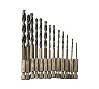 Set di 13 punte per trapano HSS, rivestite in nitruro di titanio per una maggiore durata, codolo esagonale 1/4 da 1,5-6,5 mm, per avvitatori a batteria, foratura di metallo, legno, plastica