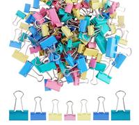 Set di 135 Mollette Pieghevoli in Metallo - Colorate Mollette Pieghevoli - 15 mm/19 mm/25 mm/32 mm - Doppio FoldBack Binder Clips morsetti Carta per Documenti, Ufficio e Cancelleria