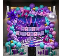 Set di 135 pezzi di archi di palloncini a tema concerto K-Pop, include palloncini in foil a forma di stella esplosiva, stella e nota musicale, oltre a palloncini in lattice di vari colori. Perfetto pe