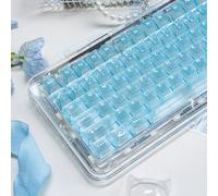 Set di 136 copritasti trasparenti con profilo ciliegia azzurro | Adatto per 61/64/87/104/108 Cherry Mx Switch tastiera meccanica