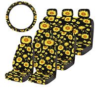 Set di 14 accessori per auto girasole con 13 coprivolante coprivolante anteriore posteriore sedile posteriore sedile copre poggiatesta auto decorazione per la maggior parte di auto, camion, furgoni e SUV