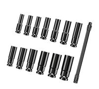 Set di 14 chiavi a bussola resistenti con albero flessibile, perfette per cambio pneumatici auto e riparazioni meccaniche prese a V per motori di ricerca esperti