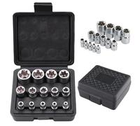 Set di 14 chiavi a bussola Torx esterne: WANDGU 1/2", 1/4", 3/8", set di chiavi a bussola E4, E5, E6, E7, E8, E10, E11, E12, E14, E16, E18, E20, E22, E24, con scatola di conservazione, nero