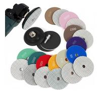 Set di 14 dischi diamantati per lucidatura diamantati, 100 mm, set di lucidatura in marmo, con piastra di supporto in gomma M14, per calcestruzzo, granito, pietra, marmo per smerigliatrice angolare