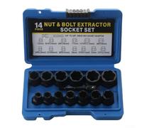 Set di 14 estrattori per viti, in metallo ad alta resistenza, flauti a spirale inversa per elementi di fissaggio arrugginiti spogliati, adatti per uso automobilistico e fai da te