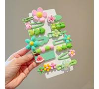 Set di 14 fermagli per capelli a forma di cuore, graziosi fiocchi per capelli, accessori per capelli (verde)