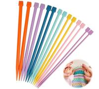 Set di 14 ferri da maglia corti da 25 cm, per bambini, in plastica, a punta singola, per principianti, forniture artigianali per filati