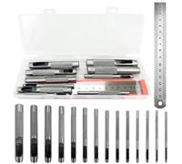 Set di 14 Fustelle in Acciaio per Cuoio, Lamiere, Stoffa, Plastica e Legno - Punzoni Rotondi di Alta Qualità per Foratura, Perfetti per Lavori Artigianali, Fai-da-Te e Professionali