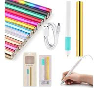 Set di 14 penne con lamina calda riscaldata e rotolo di lamina calda per creazione di carte, artigianato, scrapbooking, disegno. Penna con cavo USB DC5V. Scrivi, disegna, traccia e stendi il tuo