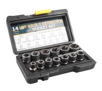 Set di 14 pezzi per la rimozione dei dadi, a spirale, con adattatore esagonale, set di viti e dadi arrugginiti danneggiati (6,35-19 mm)
