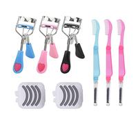 Set di 14 piegaciglia 3 in 1 con pettine integrato, include piegaciglia, pettine per ciglia, spazzola per sopracciglia e cuscinetti di ricarica, strumento applicatore per ciglia da donna (dimensioni: