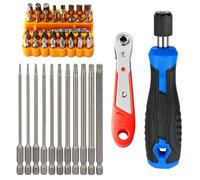 Set di 14 punte per cacciavite a testa Torx, kit di cacciaviti metrici multiuso con mini chiave a cricchetto, punte a gambo esagonale lungo in acciaio S2 per trapani elettrici e chiavi manuali