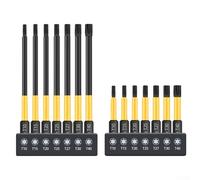 Set di 14 punte per cacciavite Torx con gambo esagonale da 1/4", con supporto per Torx Star, include lunghezze da 50 mm e 100 mm, per uso professionale e fai da te