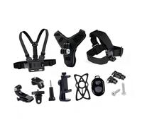 Set di 14 supporti per fotocamera sportiva, con cinghie pettorali per una visione completa, in ABS permanente, resistente agli effetti di sostanza, custodia impermeabile
