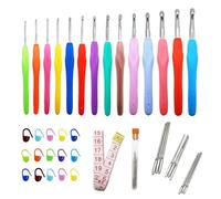 Set di 14 uncinetti, set da 14 pezzi, per principianti con accessori all'uncinetto, uncinetti ergonomici, in gomma morbida, set di uncinetti (2,0 mm-10,0 mm)