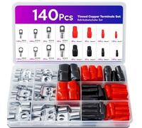 Set di 140 terminali di cablaggio e manicotto protettivo con connettori in rame per batteria per auto e applicazioni marine, offrono una connessione sicura e resistenza alla ruggine (set da 140 pezzi)