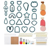 Set di 142 formine in argilla polimerica per la creazione di orecchini, accessori per gioielli, con accessori per orecchini, perforatrice e sacchetti per conservazione, compatibili con argilla