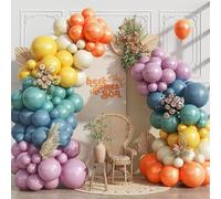 Set di 144 palloncini arcobaleno pastello con palloncini colorati con blu beige giallo e viola in lattice per bambini, compleanno baby shower, sesso per matrimonio, decorazione boho feste