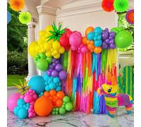 Set di 145 palloncini ad arco colorati e arcobaleno, decorazioni per feste a tema carnevale messicano, adatto per il Primo Maggio, il Giorno dell'Indipendenza e feste di compleanno. 145 pezzicolla di 