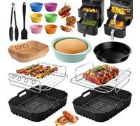 Set di 15 accessori per friggitrice ad aria calda Cosori Turbo Tower Compact da 8,6 l, doppio stack, in silicone, accessorio per friggitrice ad aria Cosori da 8,6 l, senza BPA, riutilizzabile.